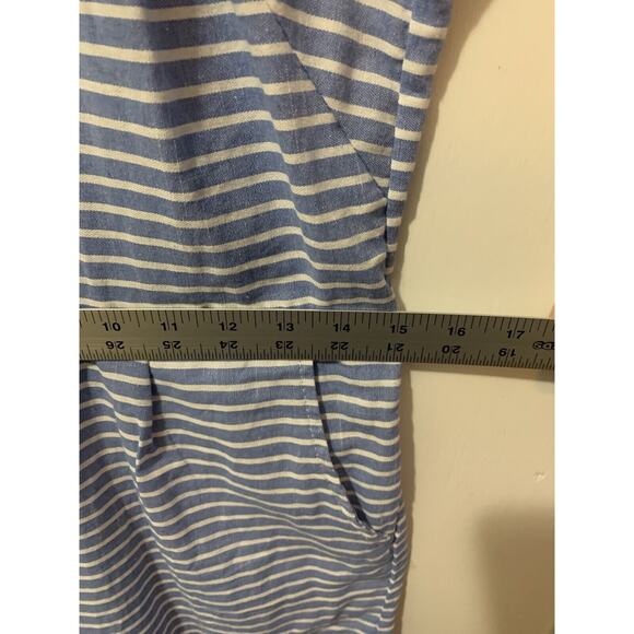 OC Order Plus Linen Jumpsuit Wide Leg Pantsuit Romper Blue Striped Beach Boho L‎ - Picture 13 of 16